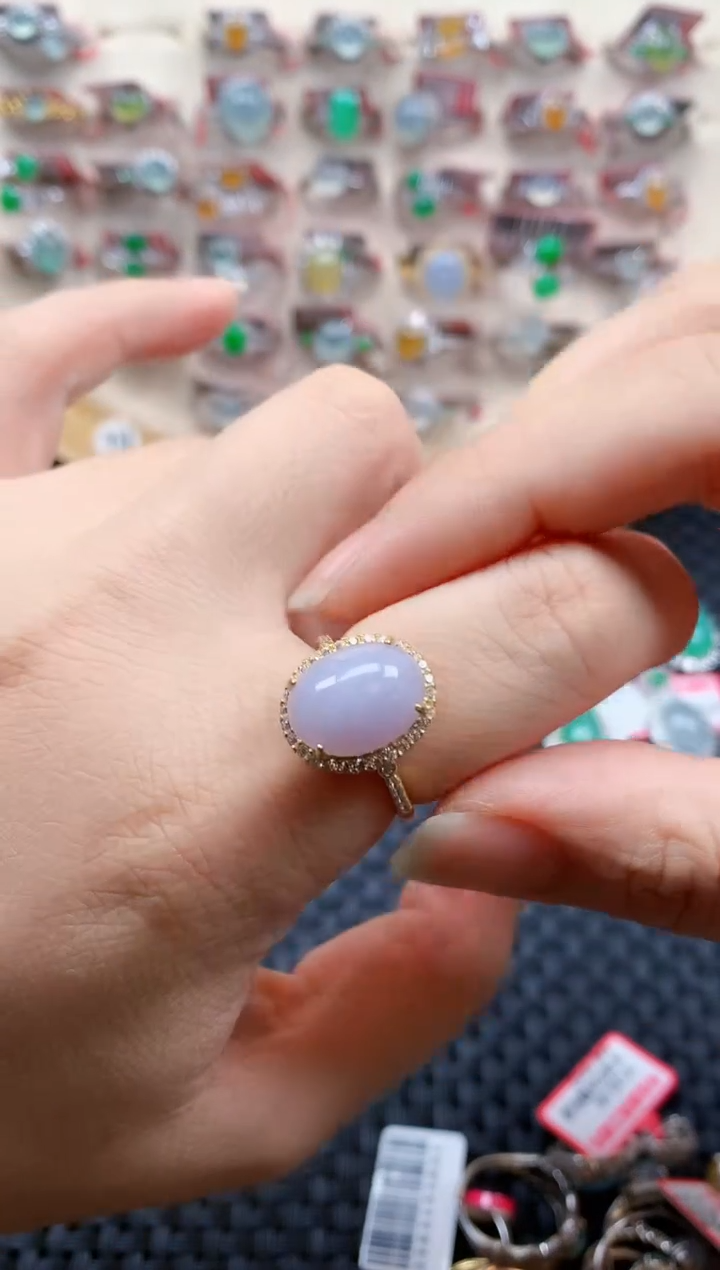 银S925镶嵌戒指翡翠天然A货缅甸翡翠