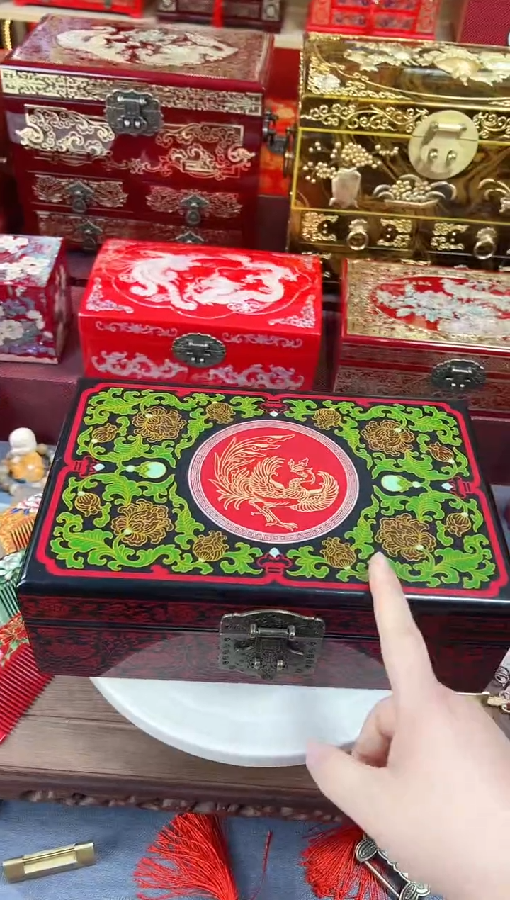 【闪购商品】28厘米双层传统手推漆汉纹凤凰图