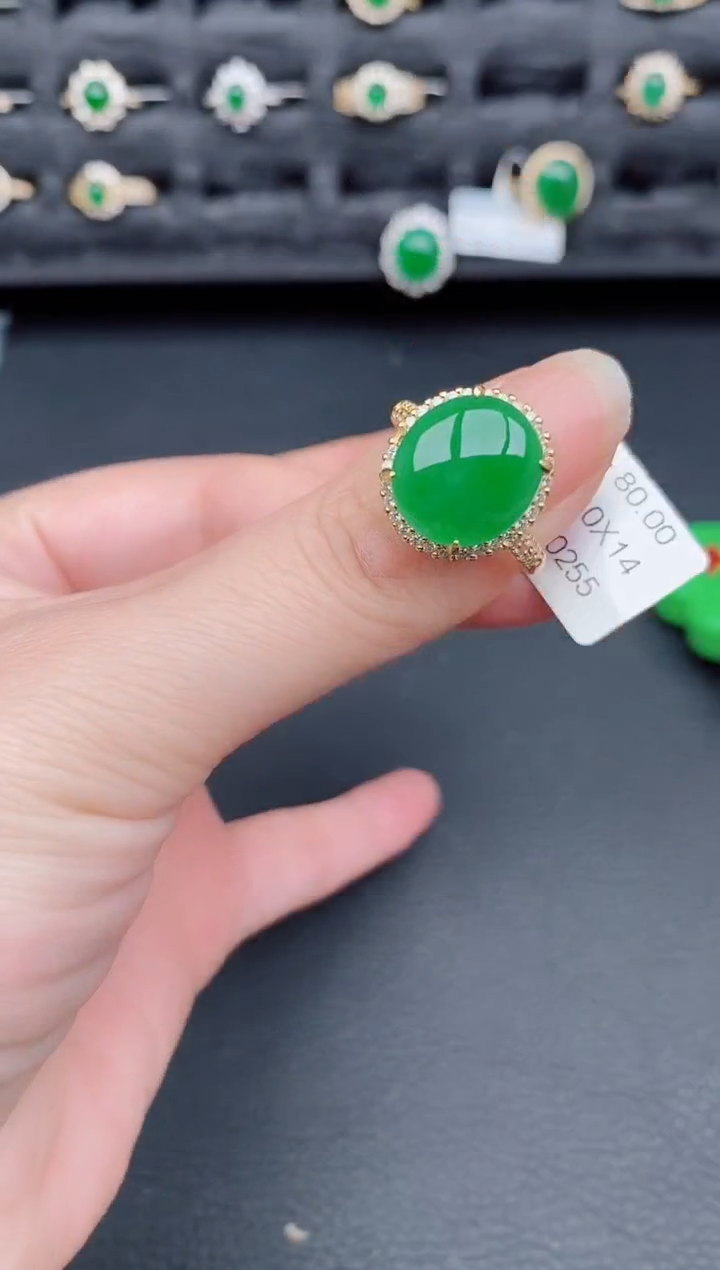 银S925镶嵌戒指翡翠天然a货翡翠168