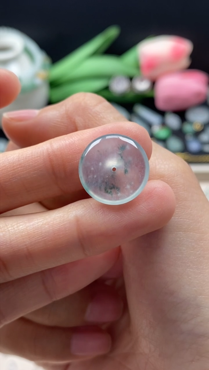 【闪购商品】翡翠颈饰未镶嵌翡翠冰飘花平安扣