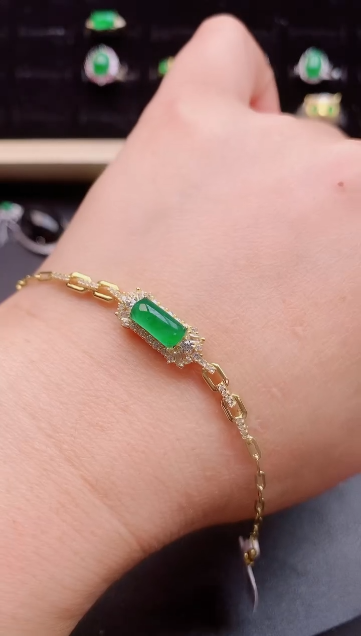 【闪购商品】翡翠手链银S925镶嵌1212