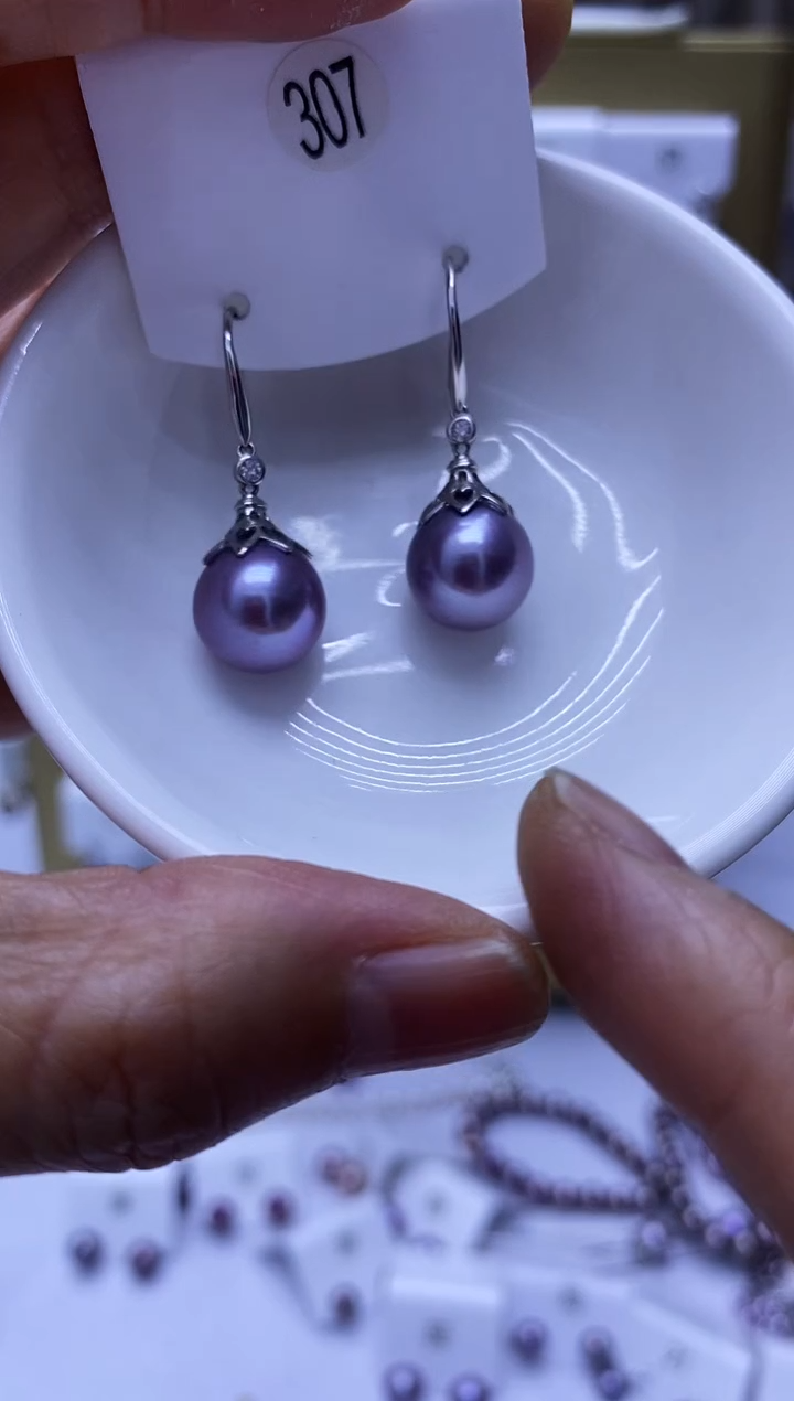 银S925镶嵌耳饰淡水珍珠307