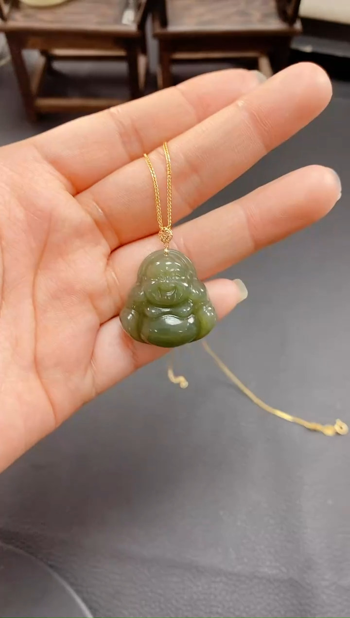 【闪购商品】和田玉吊坠(赠链)18K金镶嵌佛公SG-FG-18KJ25
