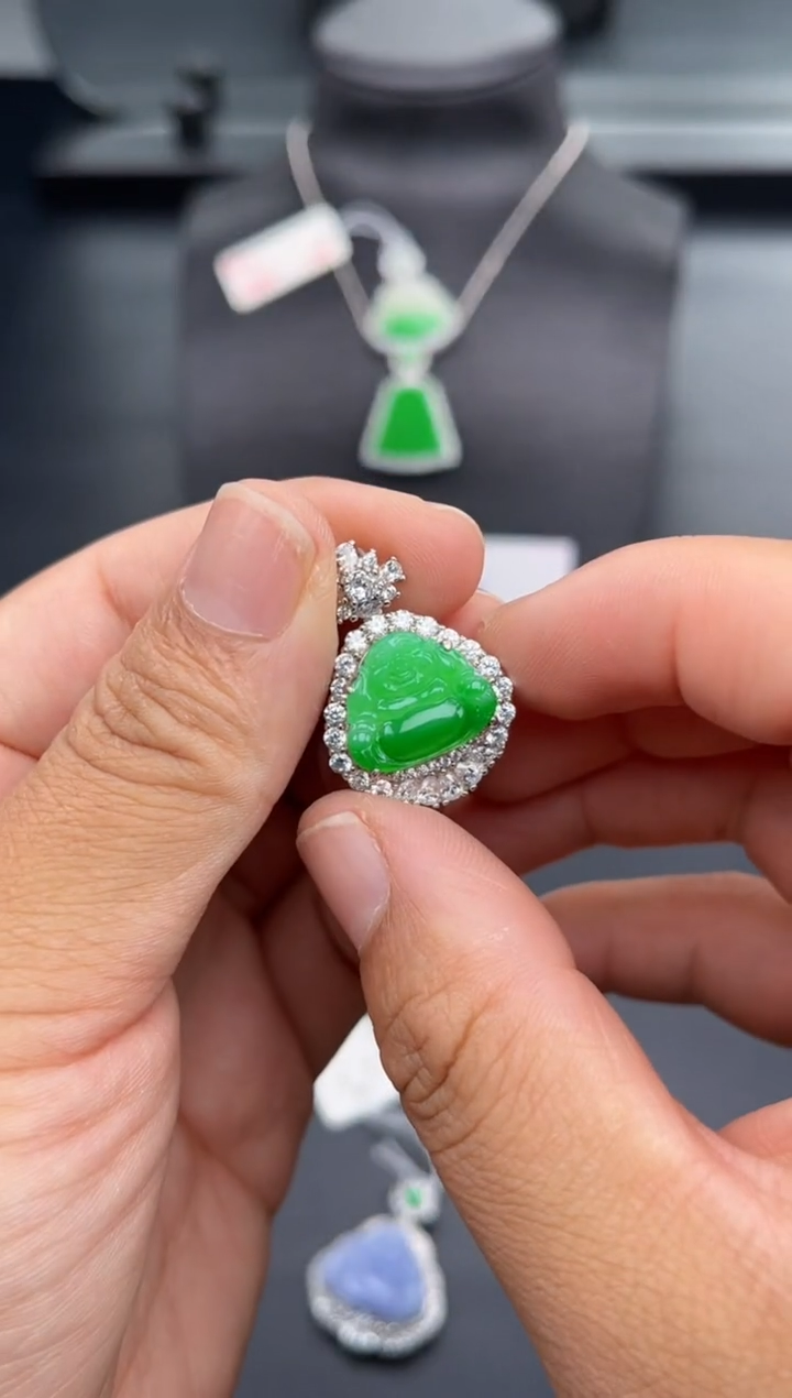 翡翠银S925镶嵌吊坠(不含链)多人