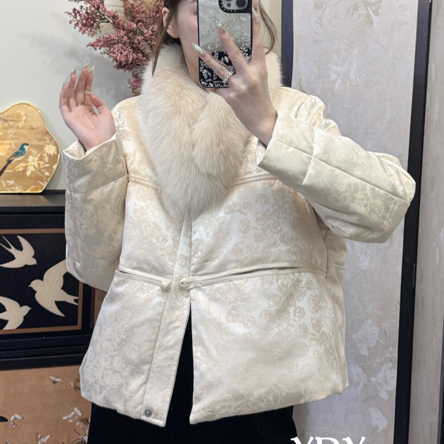 99230#不带围脖冬季国风保暖短外套加厚设计师款羽外套