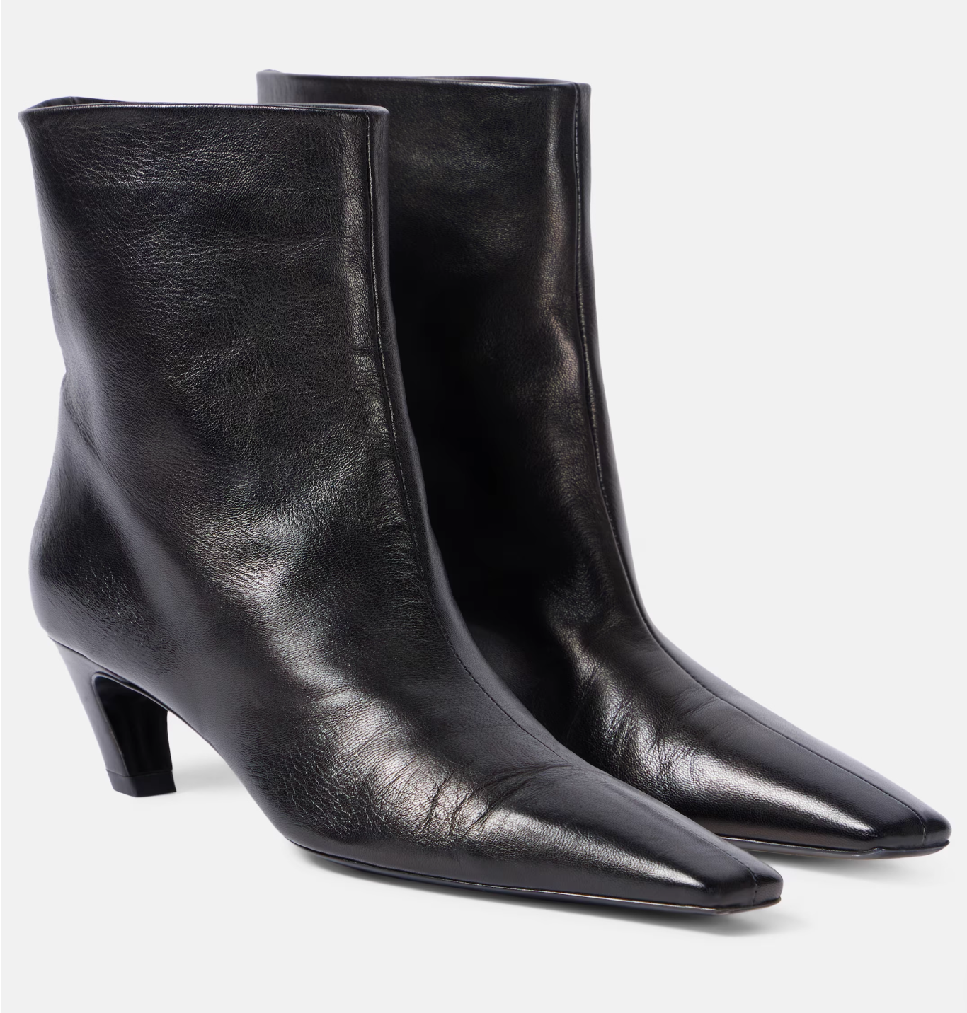 小猫跟显瘦短靴 法式方头皮靴 套筒单靴 细跟低跟短筒靴