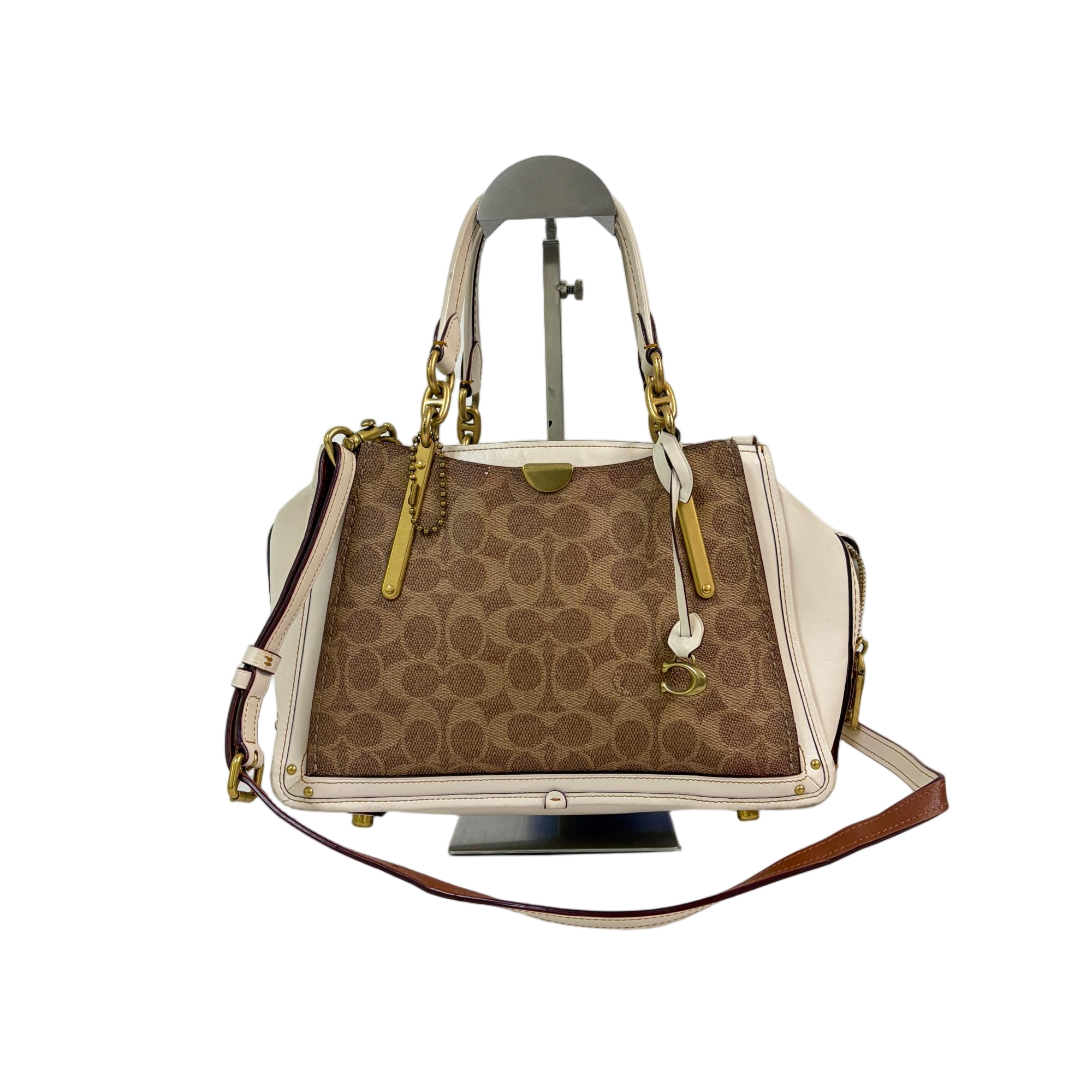 95新 COACH/蔻驰 经典老花PVC拼皮单肩手提包时尚轻奢SH-31026-A