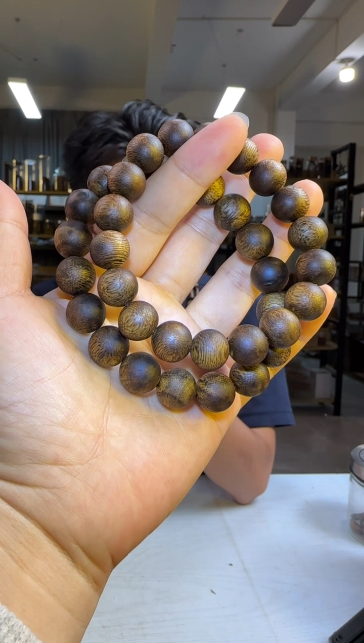 沉香手串99沉国香绿棋沉香张勺子正圆珠12mm多样性发1