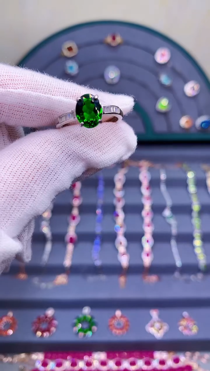 【闪购商品】透辉石戒指银S925镶嵌203023