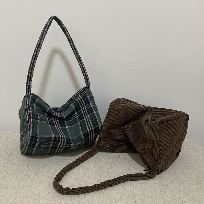 庸庸新品文艺秋冬毛呢单肩手提布包女腋下背包文艺韩版棉麻帆布包