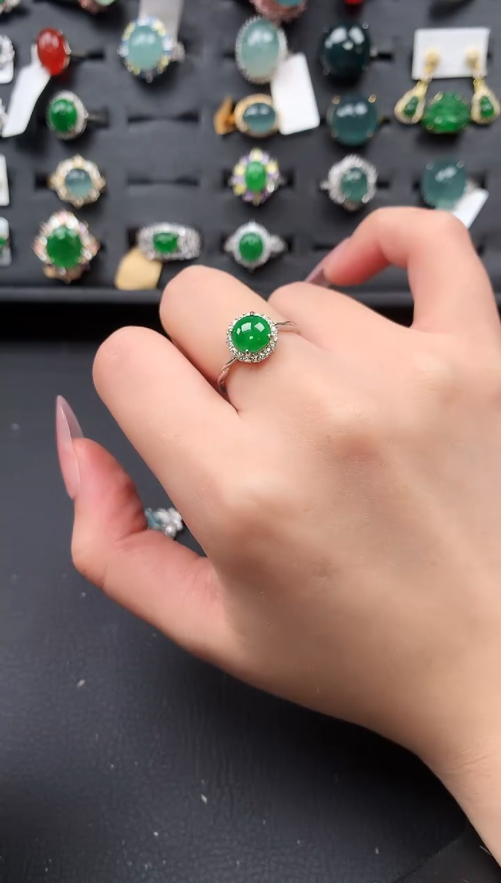 【闪购商品】翡翠戒指银S925镶嵌52141