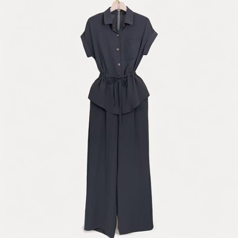 气质套装2025夏季新款高级感衬衫+阔腿裤两件套M168