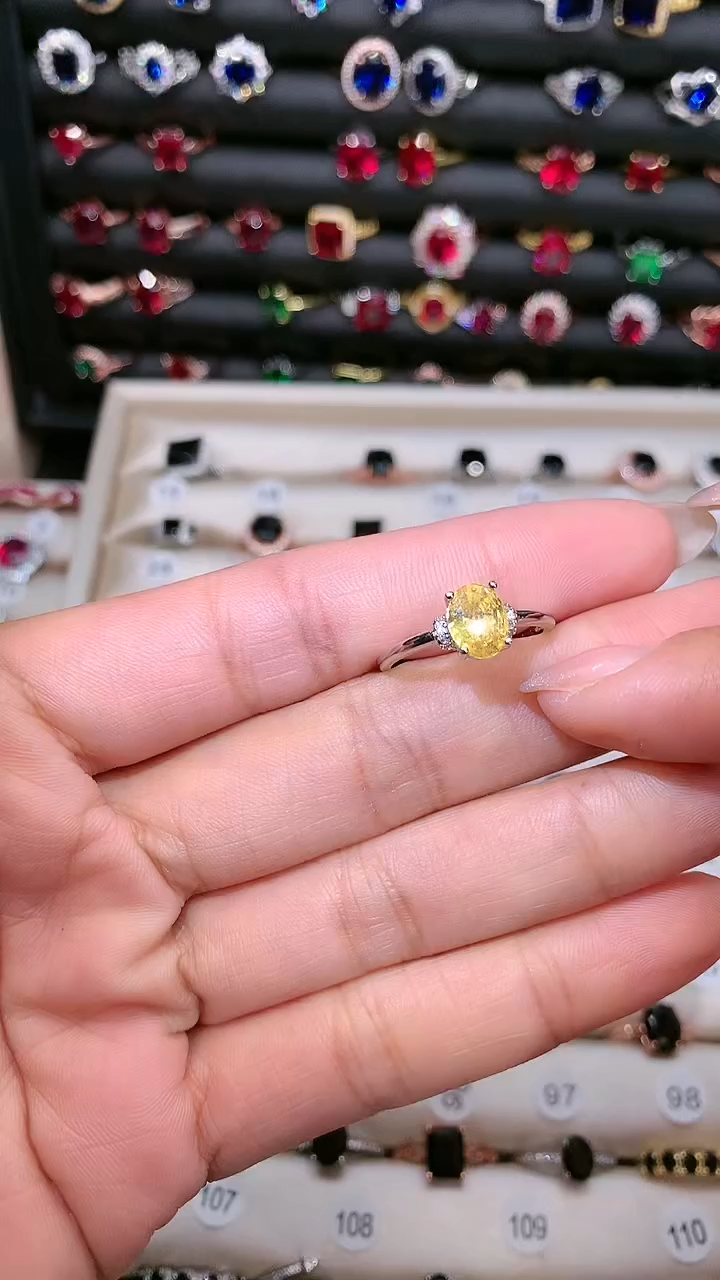 【闪购商品】水晶戒指银S925镶嵌57黄水晶