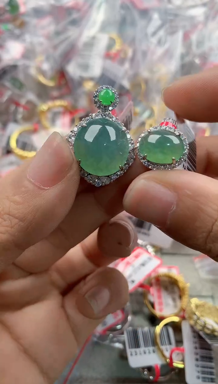 银S925镶嵌戒指翡翠10              3