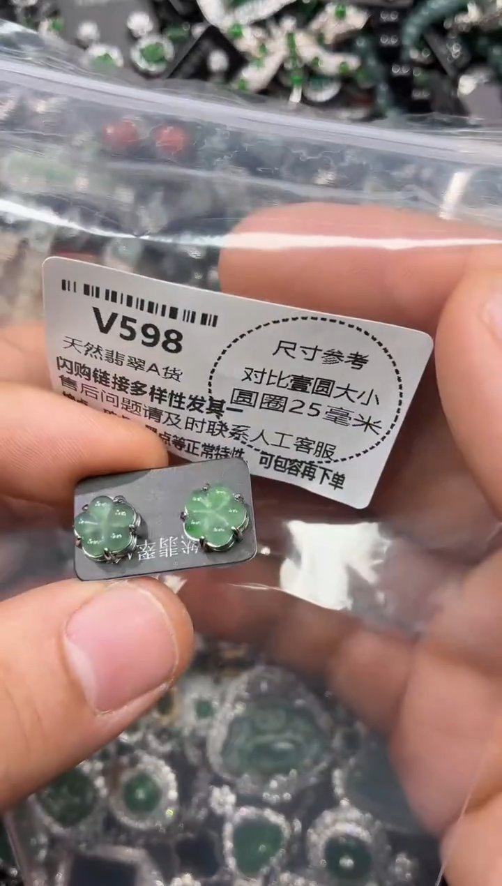 颈饰未镶嵌翡翠V598耳钉
