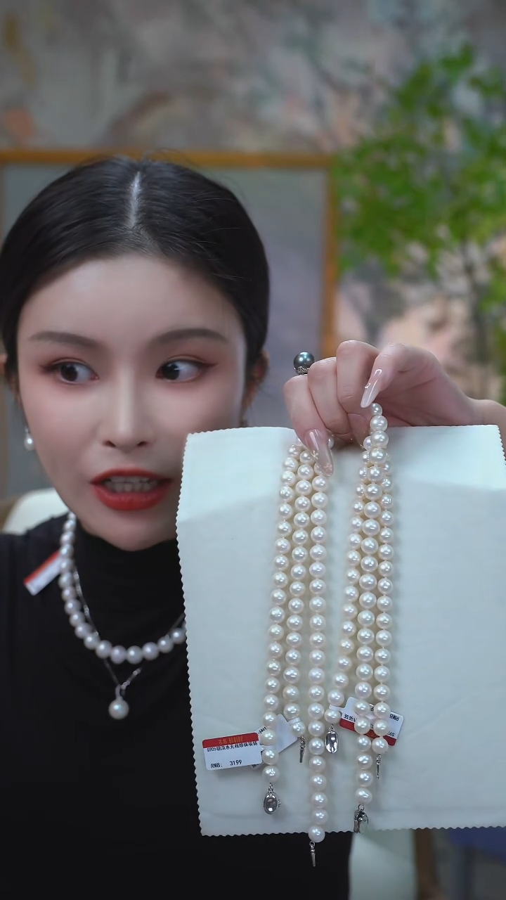 颈饰银S925镶嵌淡水珍珠玫瑰专属 天然珍珠项链1条