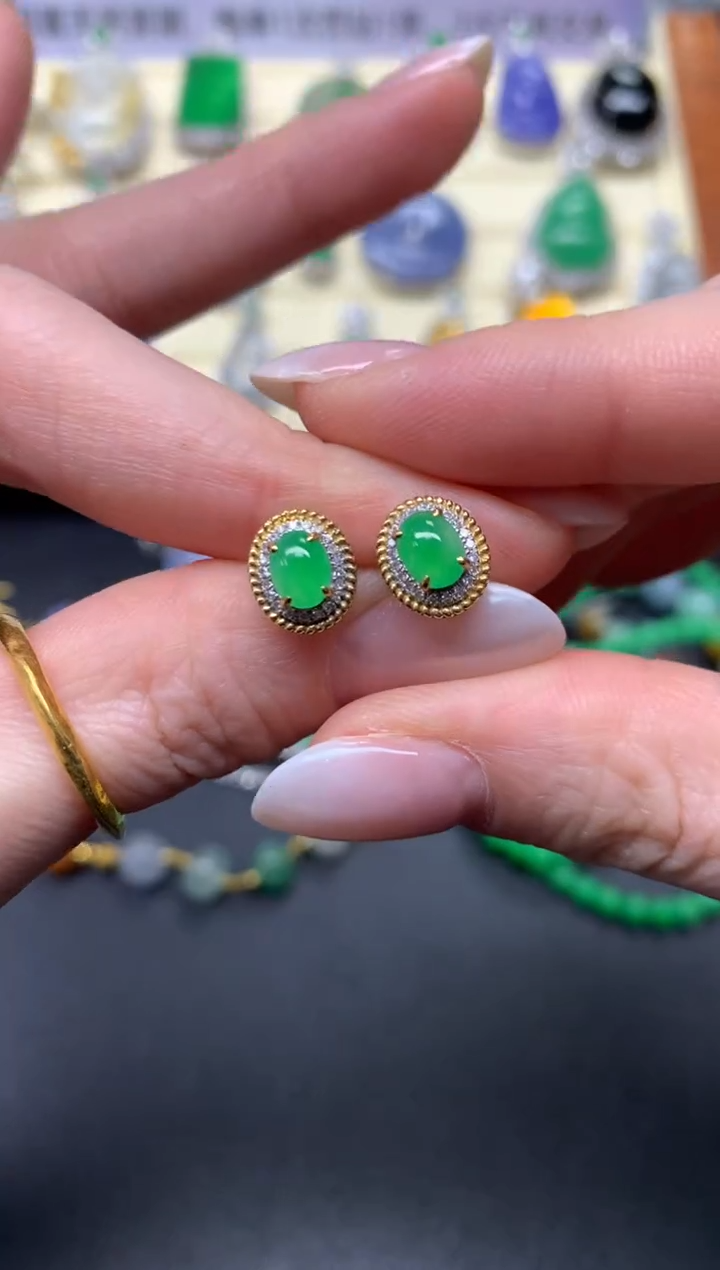【闪购商品】翡翠耳饰18K金镶嵌耳饰|2980+298