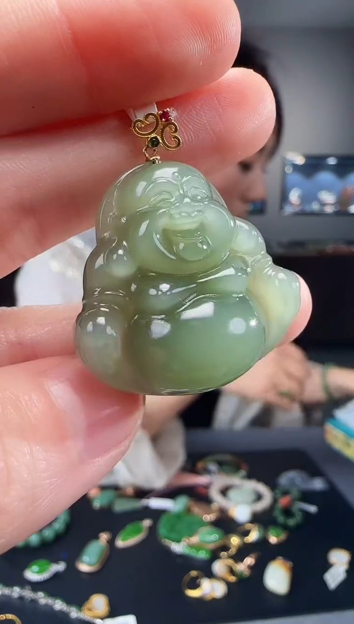 【闪购商品】和田玉吊坠(不含链)18K金镶嵌1