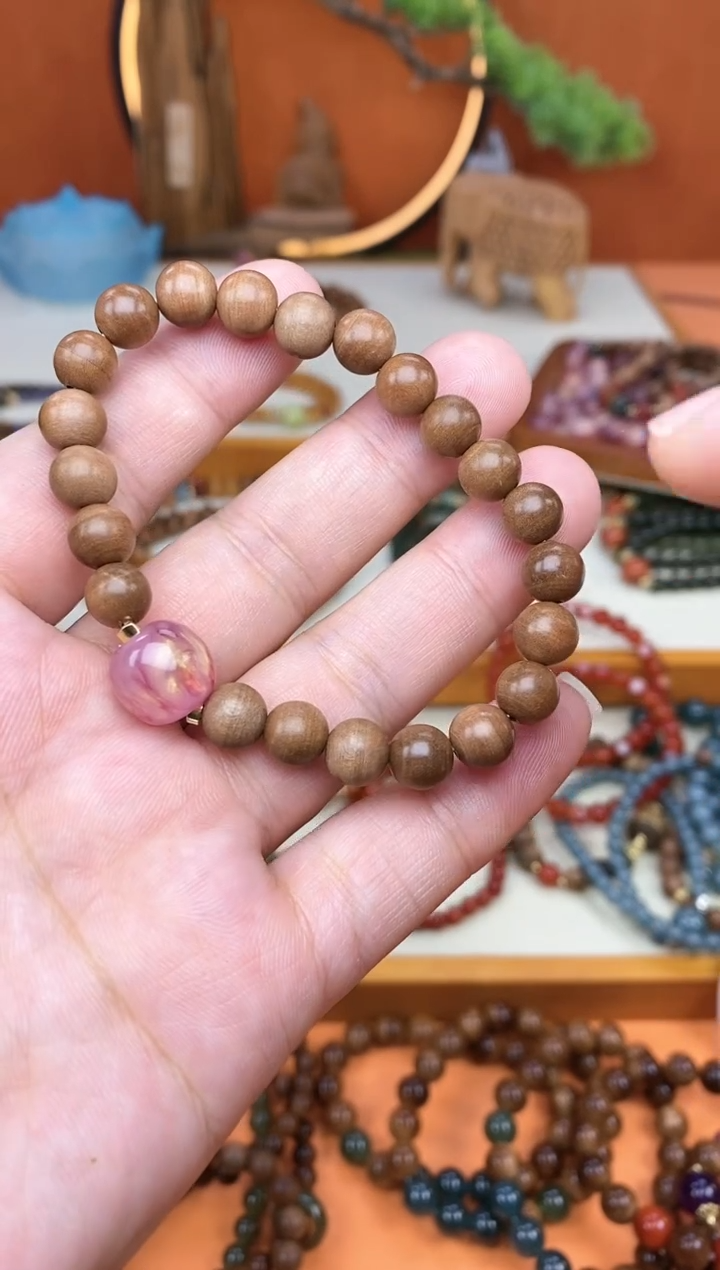 【闪购商品】檀香木手串未镶嵌单圈老山檀欧泊手串