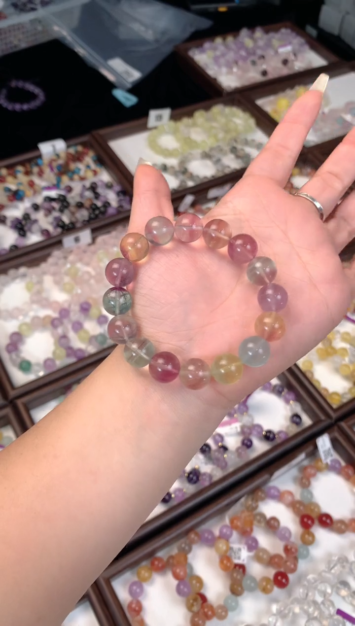 未镶嵌手链水晶彩萤石单圈