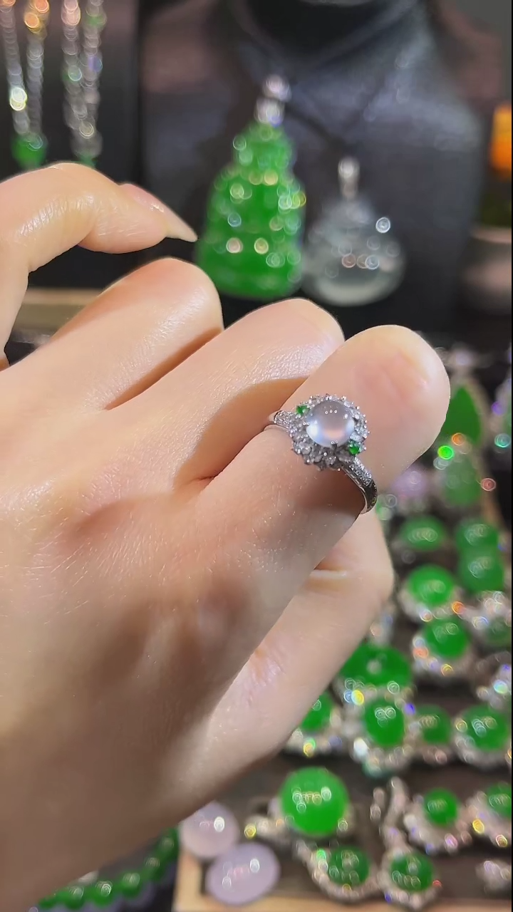 【闪购商品】翡翠戒指18K金镶嵌戒指