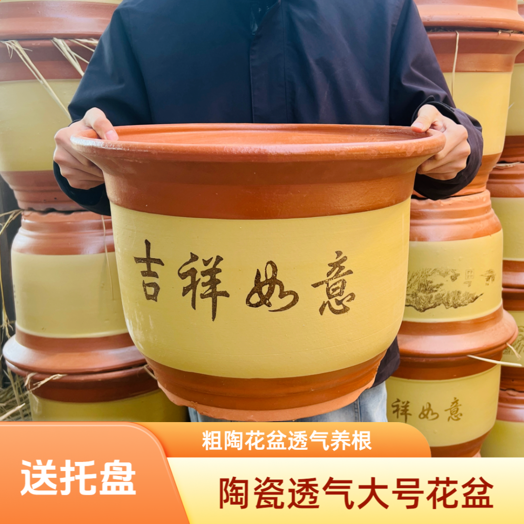 花盆大号粗陶陶瓷透气花盆种树绿植盆景家用栽花陶土花盆