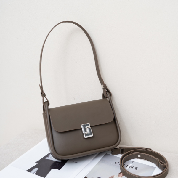 【RAIN.CUN】J-6128-卡其气质百搭简约斜跨轻奢女包