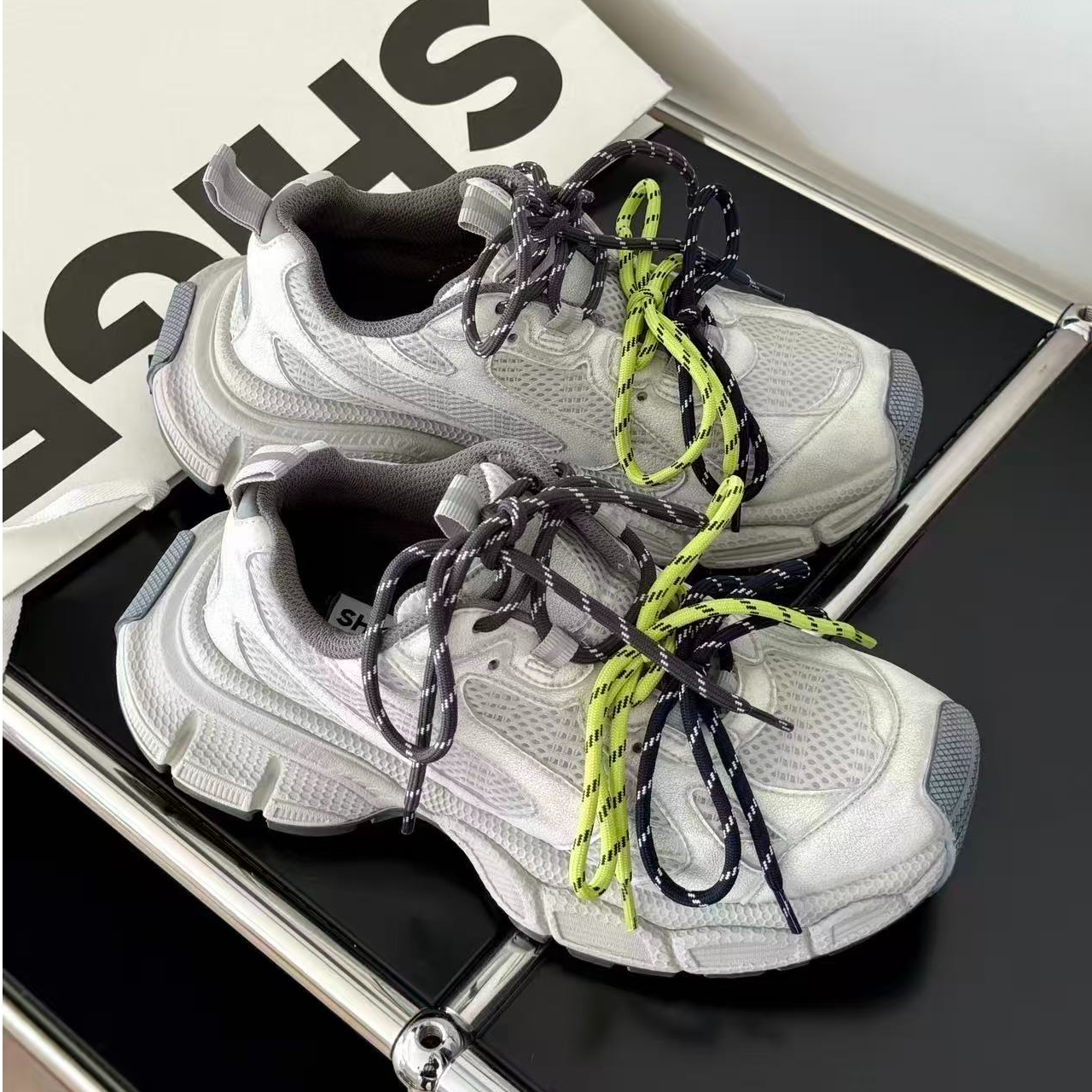 诗歌兰真皮女鞋2025秋冬时尚厚底增高系带软底百搭休闲运动老爹鞋