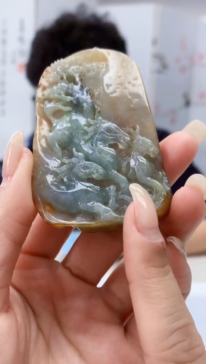 【闪购商品】定制翡翠未镶嵌4688lr-毛货挂件送珠链5