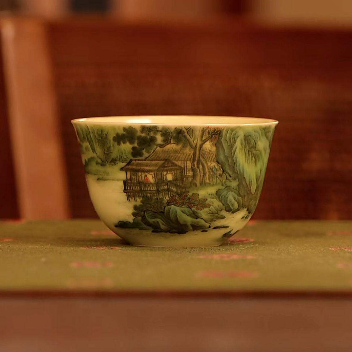【小乔赏瓷】谢小金溪山渔隐图杯Xxj178 