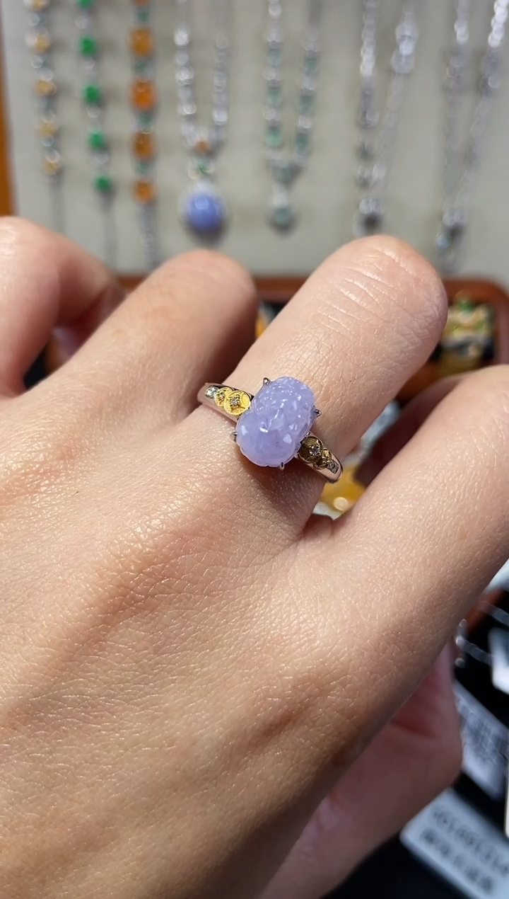 【闪购商品】翡翠戒指18K金镶嵌戒指