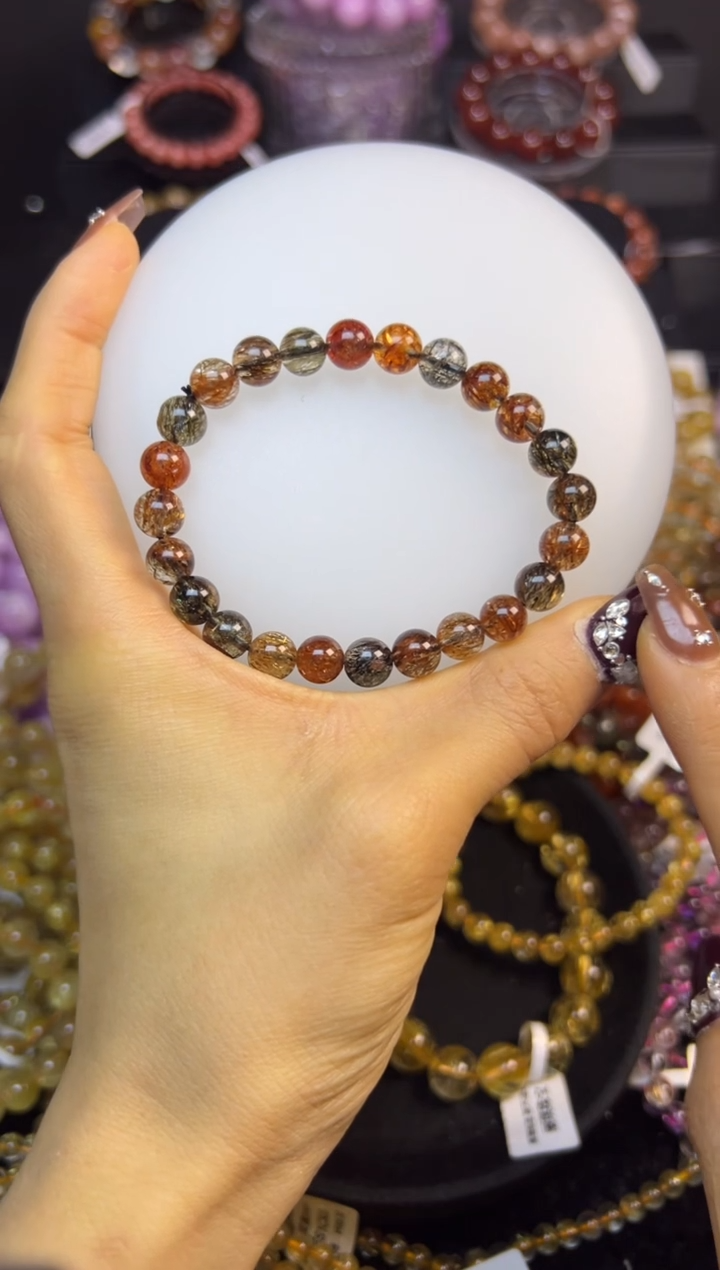 未镶嵌手串水晶黑金超7.8mm