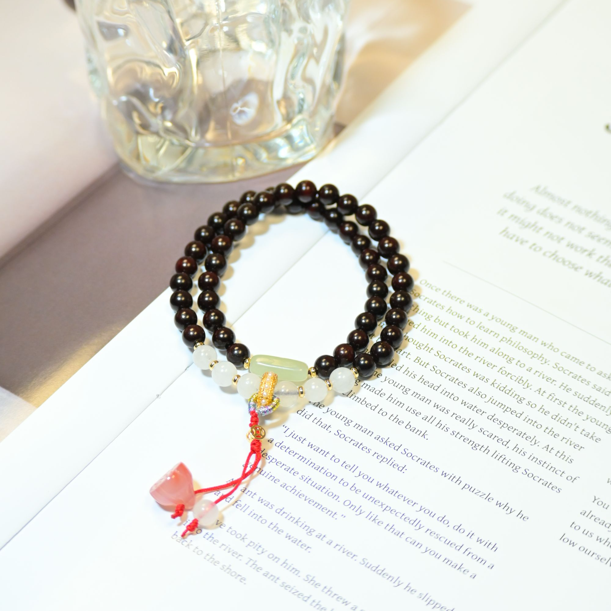 【双圈莲蓬】热卖正宗印度小叶紫檀DIY款式搭配玛瑙莲蓬0.6日常百搭