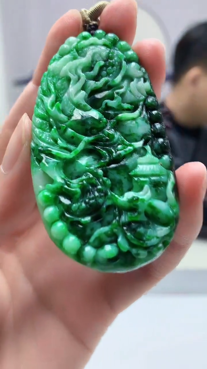 【闪购商品】定制翡翠未镶嵌4917zm-毛货挂件龙牌28