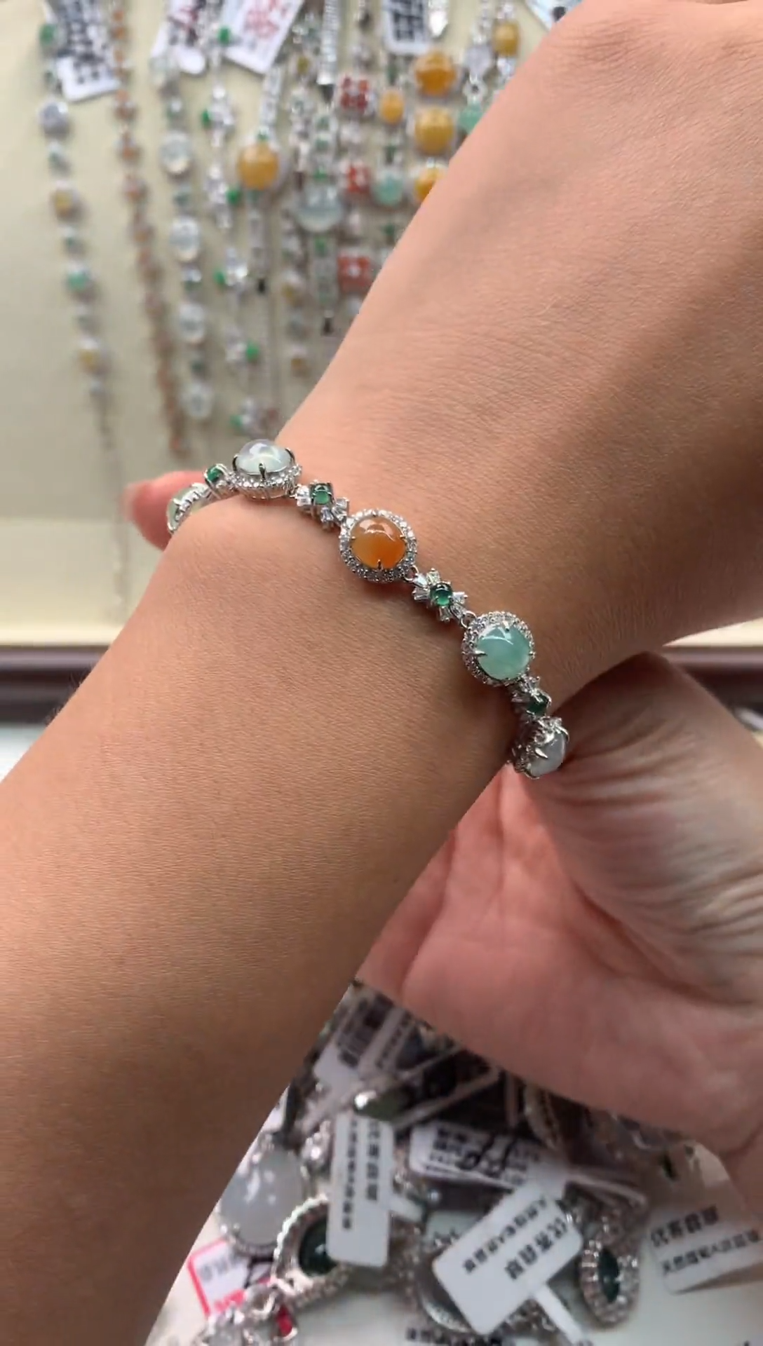 翡翠银S925镶嵌吊坠(不含链)手链