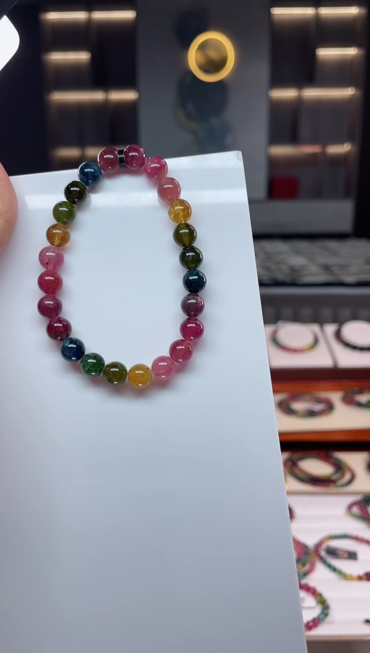 未镶嵌老矿碧玺单圈手串7mm+碧玺（多样性发一条）Q