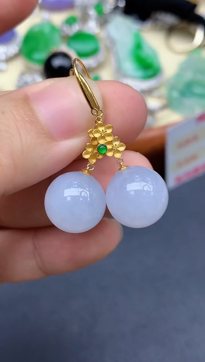 18K金镶嵌翡翠耳饰392-中国好珍宝