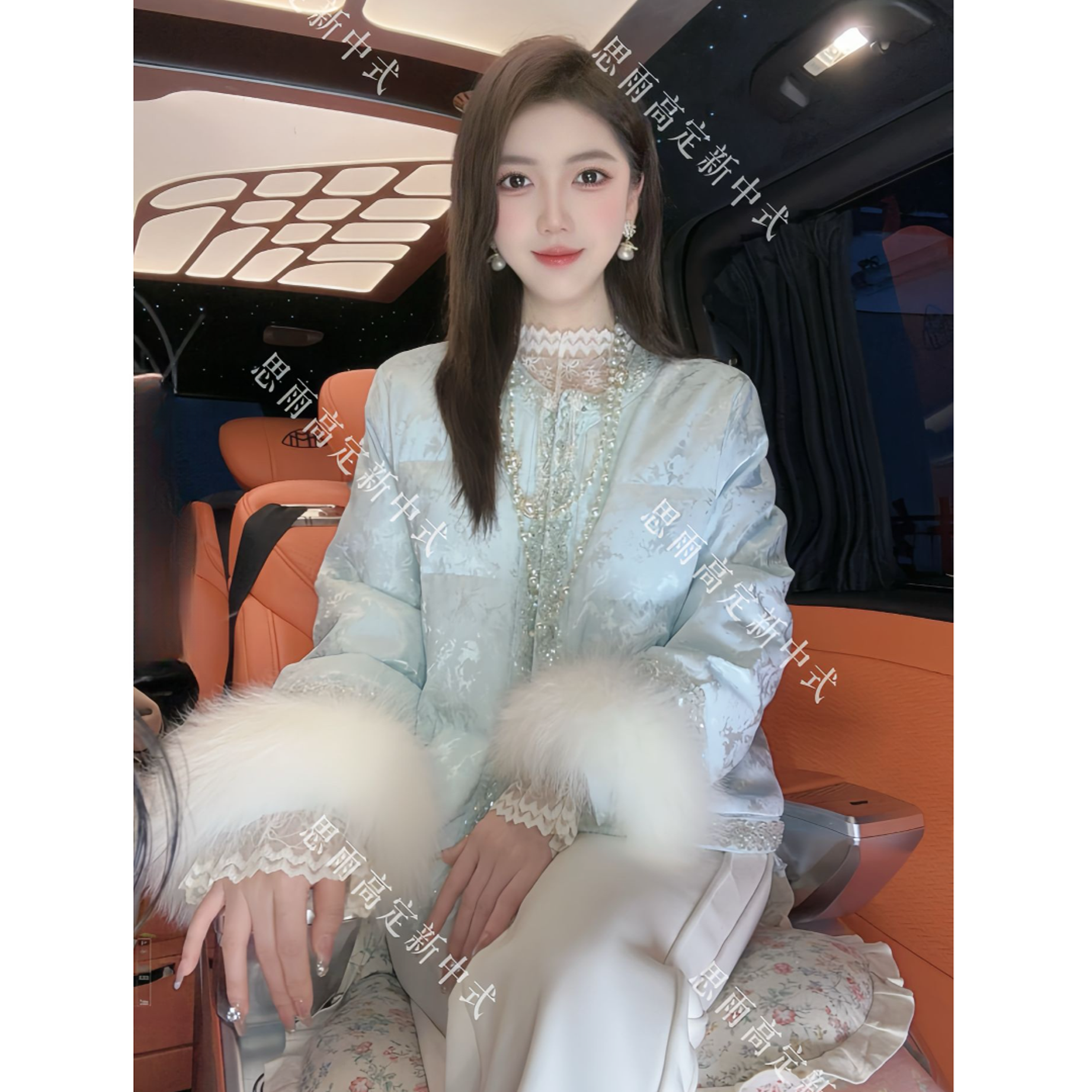 【阳春白雪】冬季新款新中式重工珠管亮片正肩国风棉服