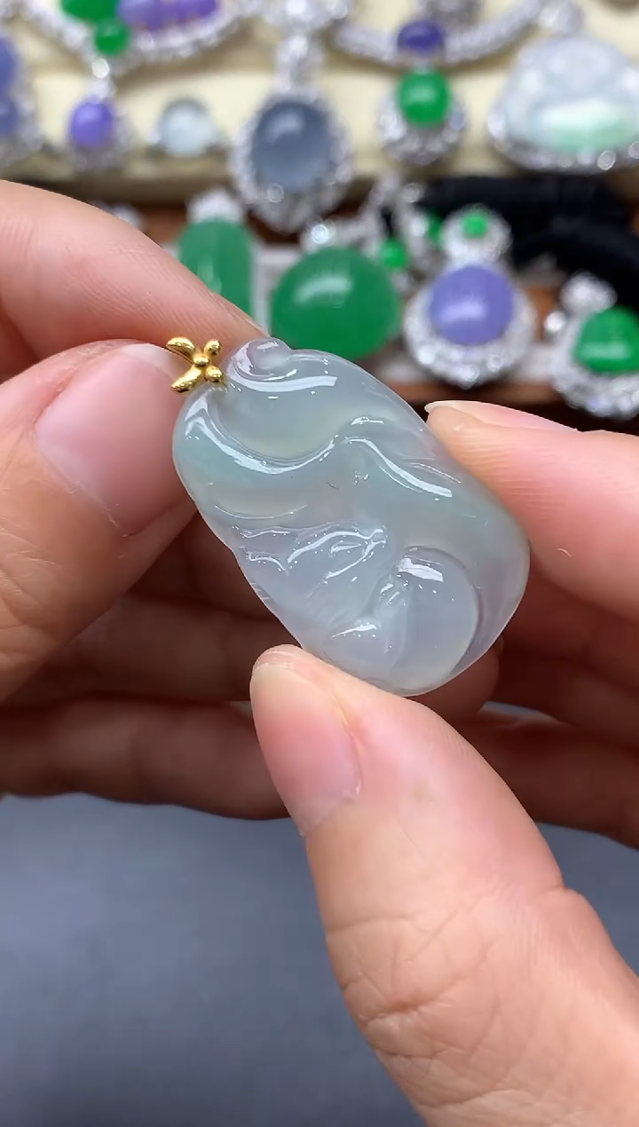 颈饰18K金镶嵌翡翠109-中国好珍宝