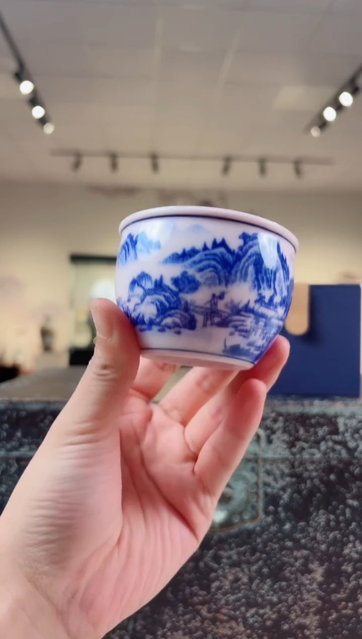 杯子陶瓷红稀富春山居图小缸杯+礼盒