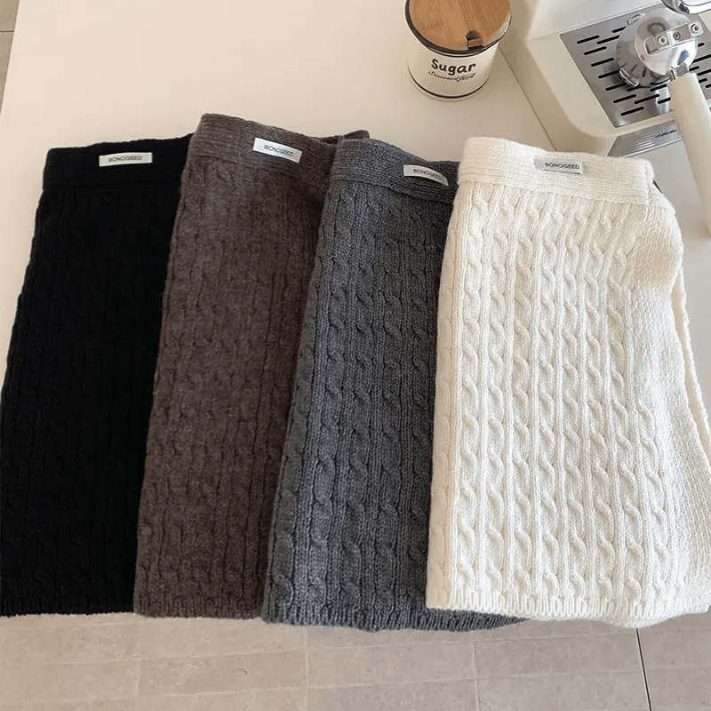 韩系纽扣针织毛线屁帘女秋冬新款时尚百搭氛围感保暖叠穿半身裙