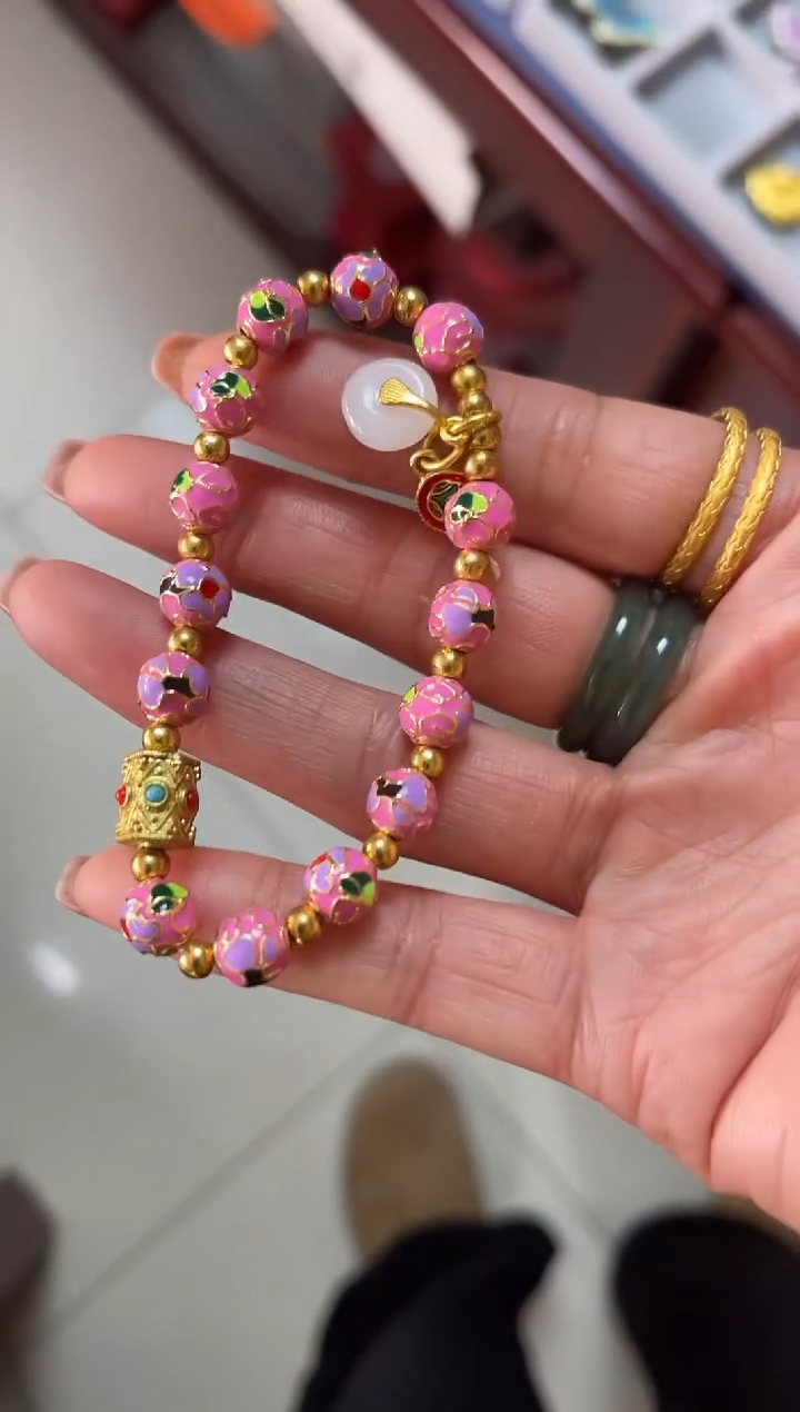 【闪购商品】粉色珐琅景泰蓝手串