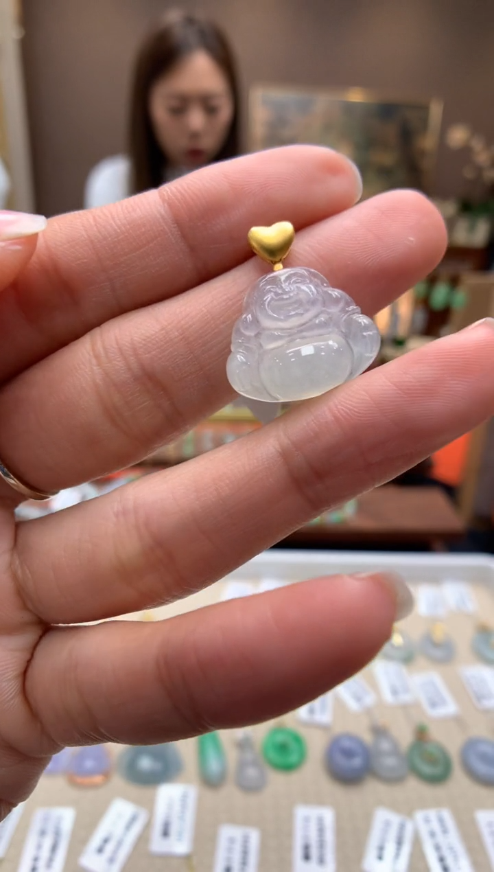 【闪购商品】翡翠颈饰18K金镶嵌佛公