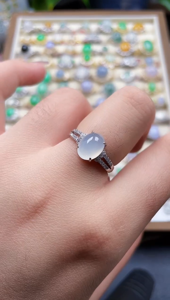 银S925镶嵌戒指翡翠1