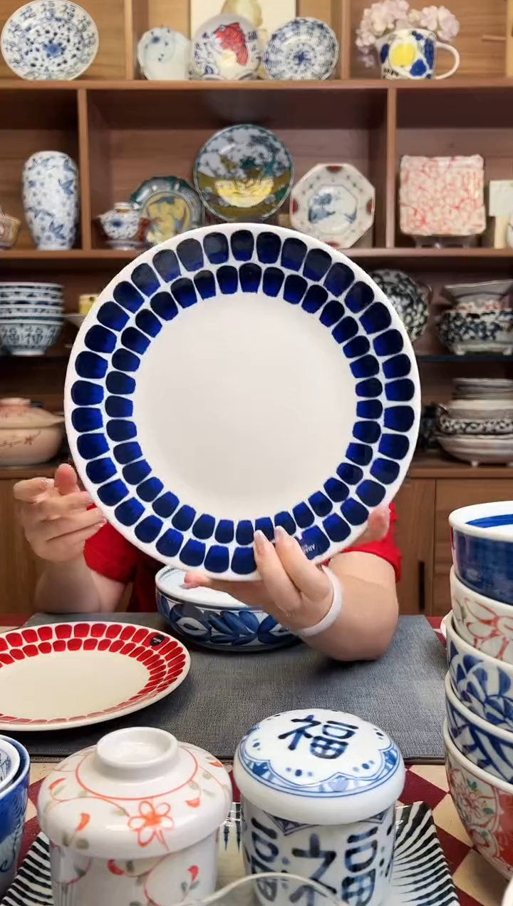 瓷片24小时复古蓝 20cm盘子