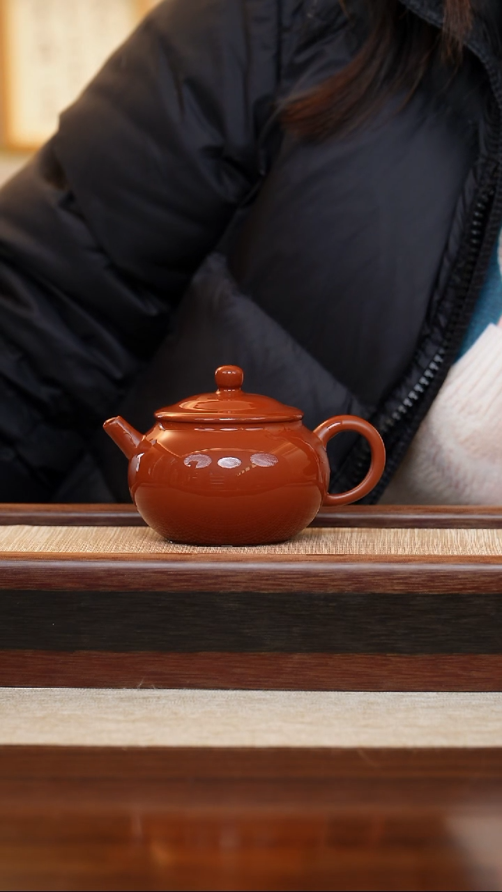 朱泥元宝200cc宜兴手工紫砂壶