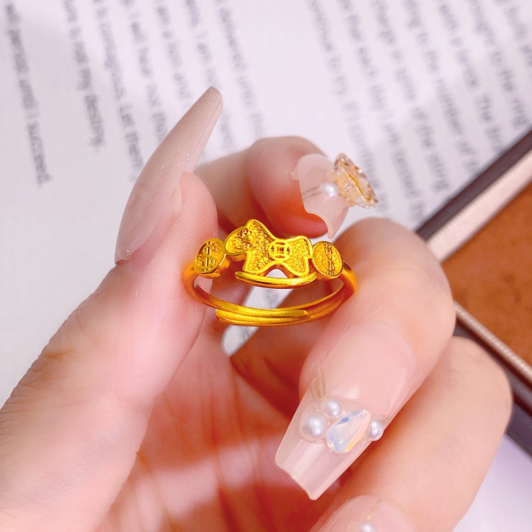 铜合金戒指 招财小马开口戒指女款可调节马年本命年气质【活动中】