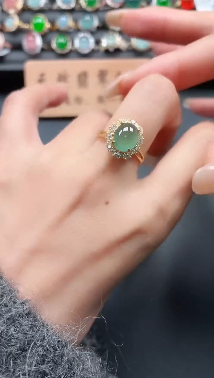 银S925镶嵌戒指翡翠11