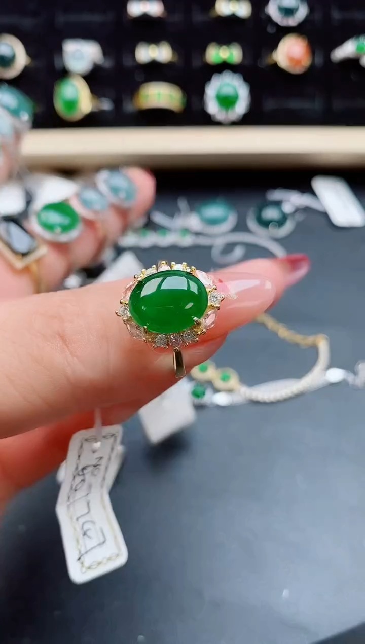 【闪购商品】翡翠戒指银S925镶嵌12121