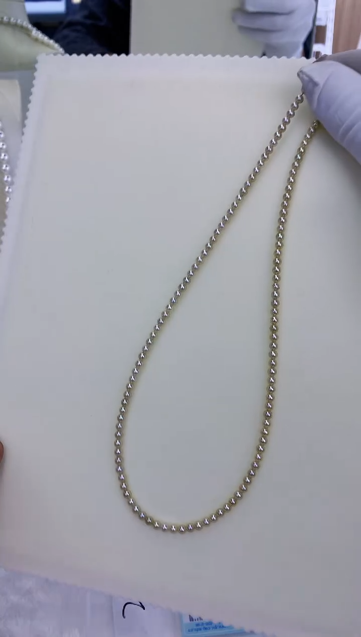 18K金镶嵌饰品海水珍珠3-4真多麻色小米链G3